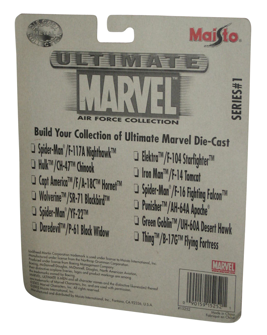 Marvel Ultimate Air Force Maisto (2002) Daredevil P-61 Black Widow Airplane Toy