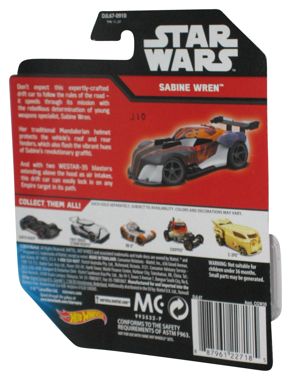 Star Wars Rebels Hot Wheels (2014) Mattel Sabine Wren Character Car Toy