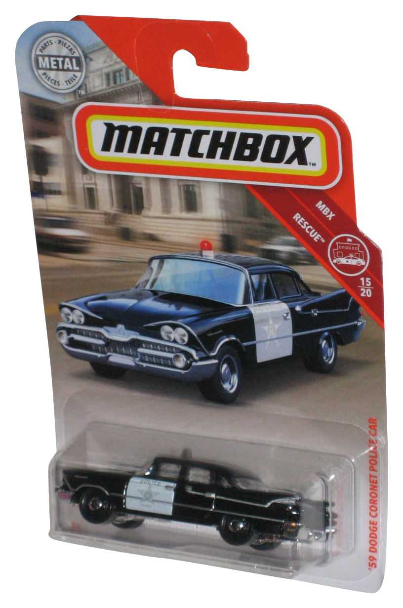 Matchbox MBX Rescue 15/20 (2018) Black '59 Dodge Coronet Police Car Toy 43/100