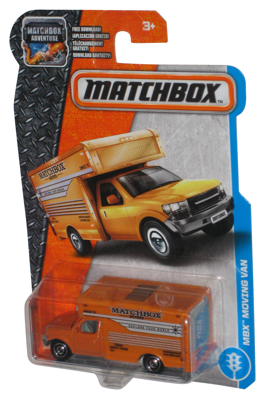 Matchbox Movers MBX Moving Van (2016) Orange Toy Truck 28/125 - (Cracked Plastic)