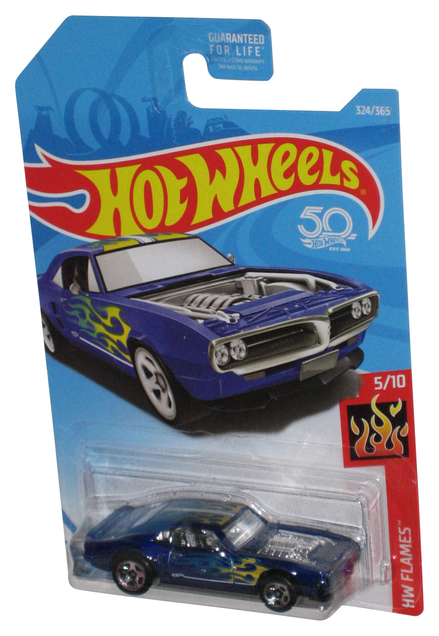 Hot Wheels HW Flames 5/10 (2017) Blue Custom '67 Pontiac Firebird Toy Car 324/365