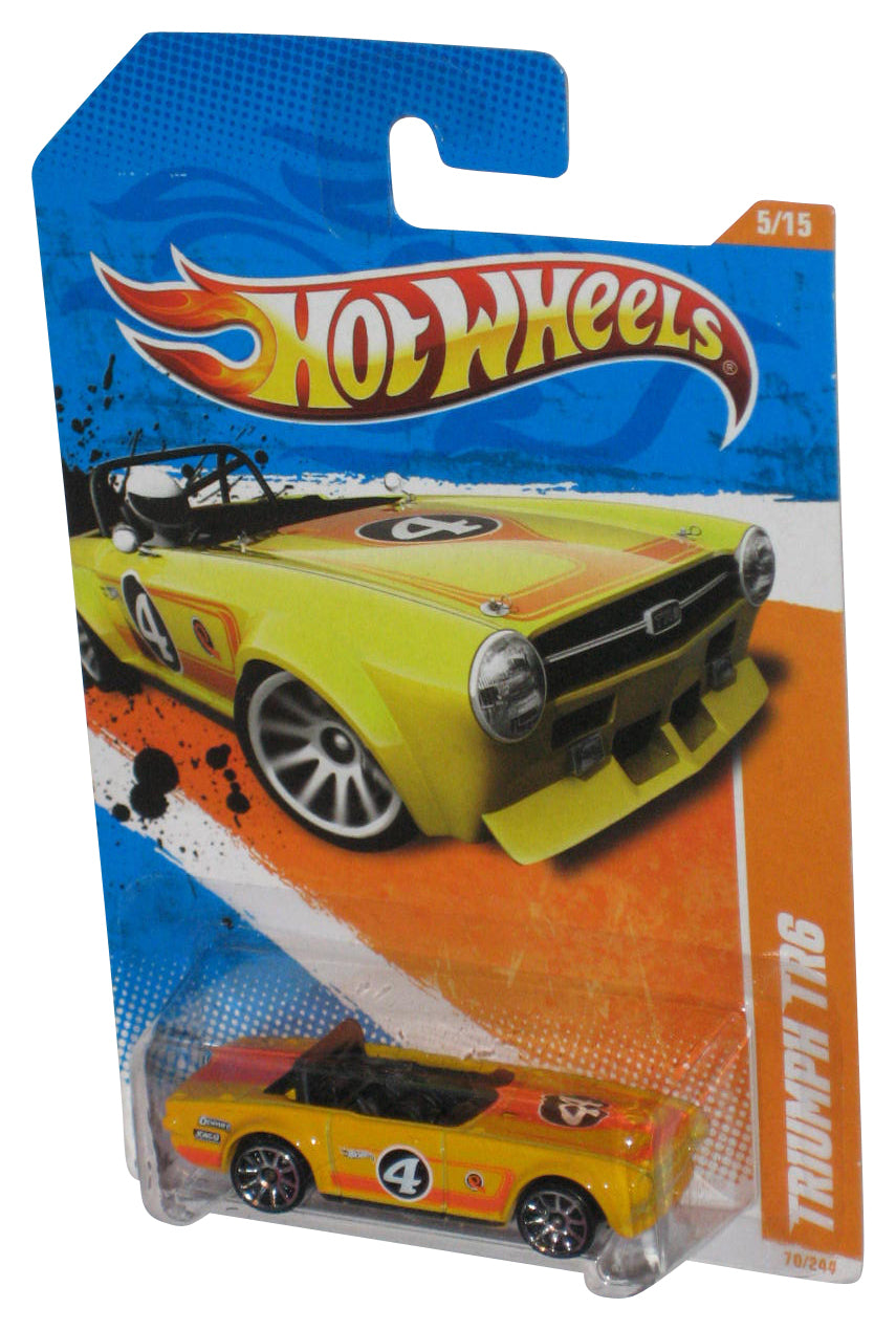 Hot Wheels Track Stars '11 Yellow Triumph TR6 Die-Cast Toy Car 70/244 - (Small Dent)