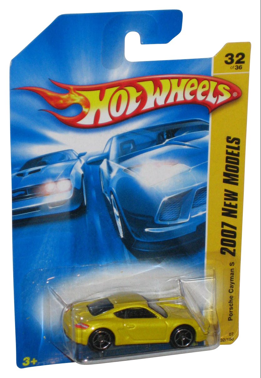 Hot Wheels 2007 New Models 32/36 Yellow Porsche Cayman S Toy Car 32/180 - (Dented Plastic)
