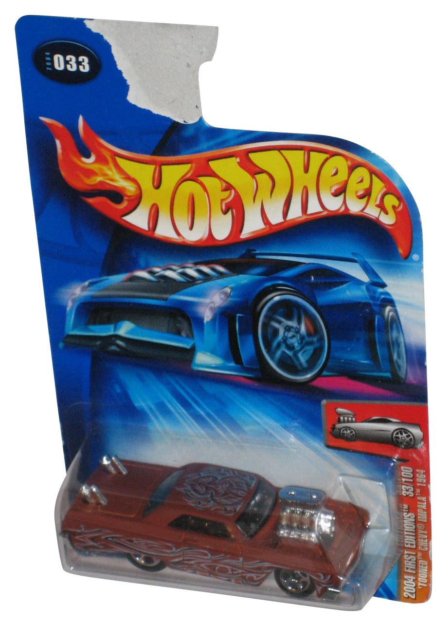 Hot Wheels 2004 First Editions 33/100 Tooned Chevy Impala 1964 Mattel Brown Car #033 - (Damaged Card)