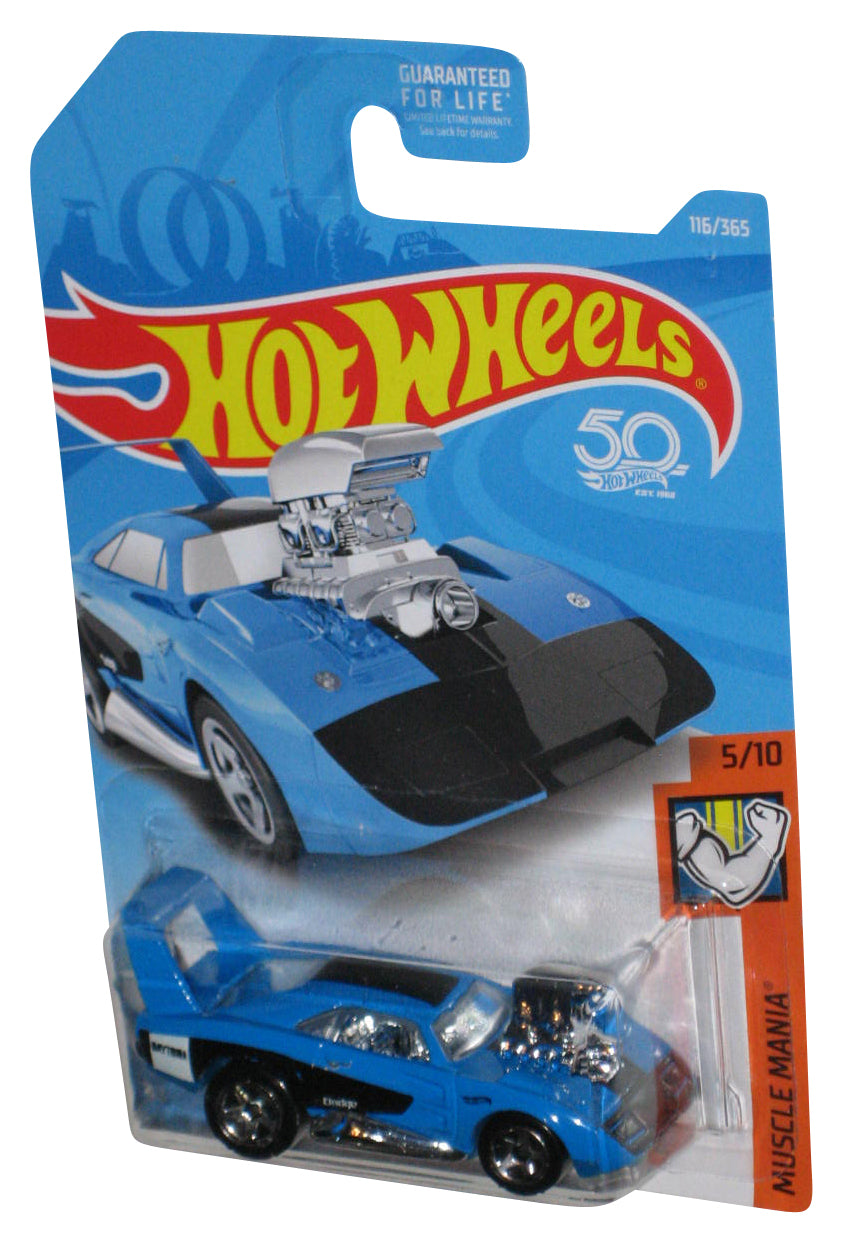 Hot Wheels Muscle Mania 5/10 (2017) Blue Dodge Charger Daytona Car 116/365 - (Cracked Plastic)