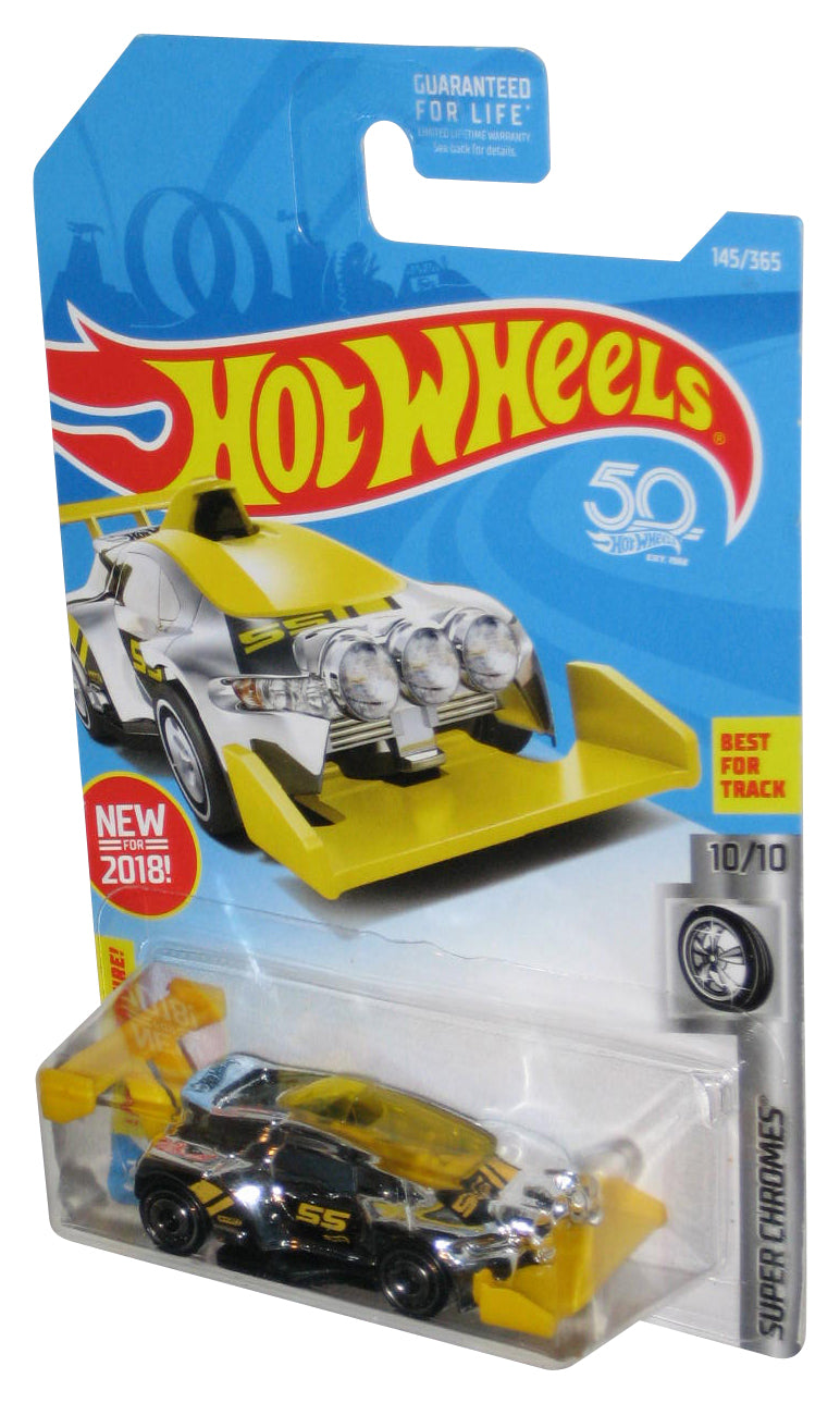 Hot Wheels Super Chromes 10/10 (2018) Yellow & Silver Rising Heat Toy Car 145/365