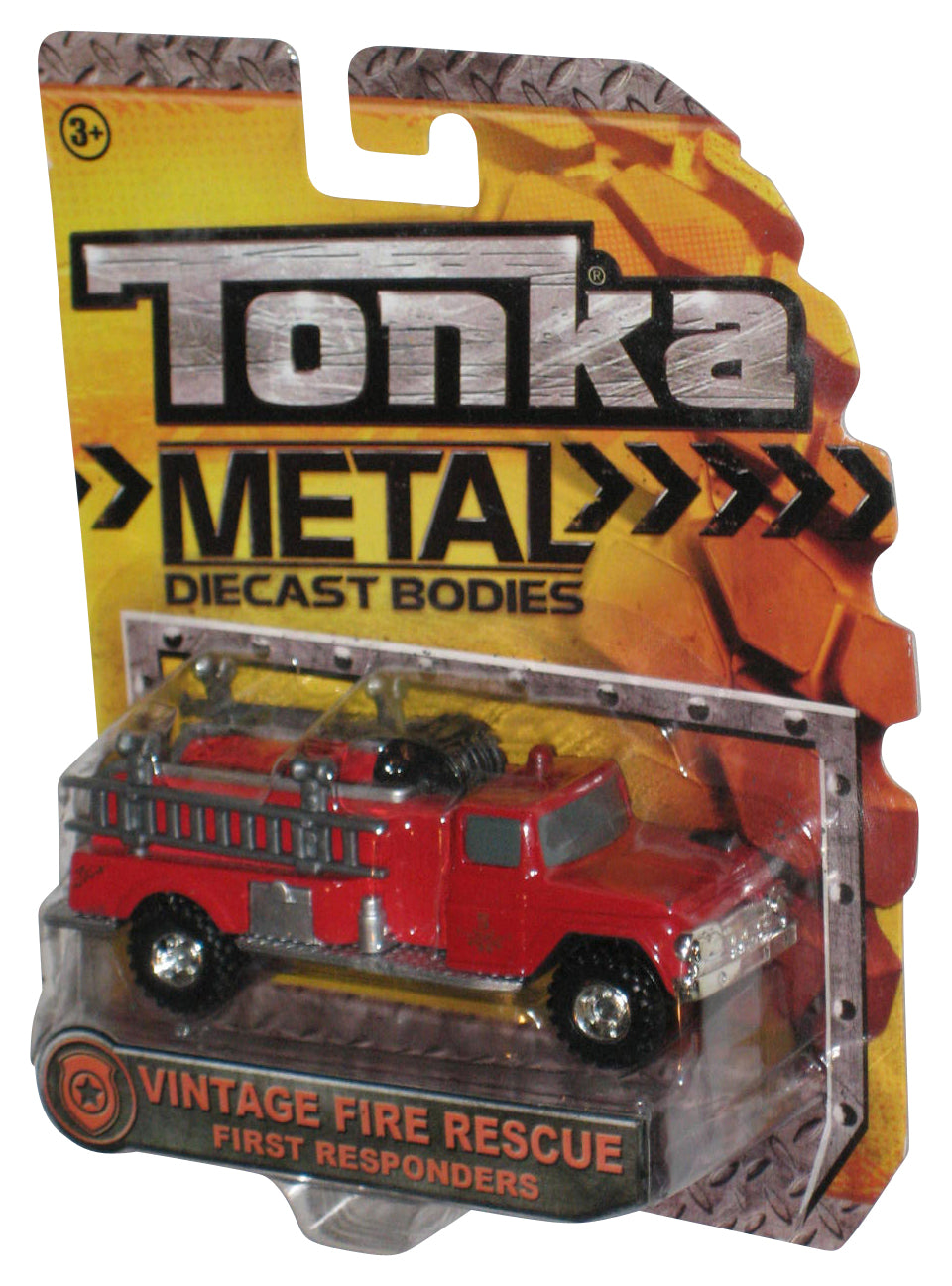 Tonka Metal Die-Cast Bodies (2013) Hasbro Red Vintage Fire Rescue First Responders Toy Truck - (Cracked Plastic)