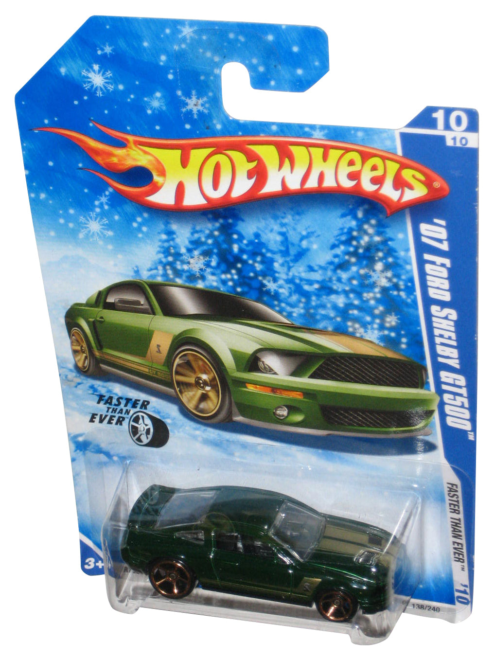 Hot Wheels Faster Than Ever '10 (2009) Green '07 Ford Shelby GT500 Car 138/240 - (Snowflake Card)