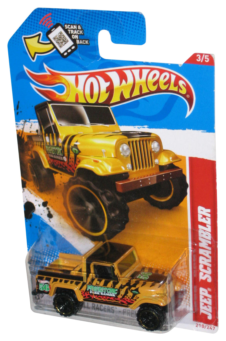Hot Wheels Thrill Racers Prehistoric '12 3/5 Yellow Park Ranger Toy Car 218/247