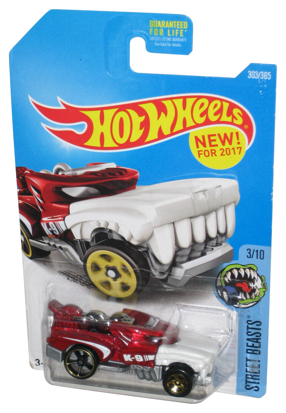 Hot Wheels Street Beasts 3/10 (2017) Maroon Red Hotweiler Toy Car 303/365 - (Corner Shelf Wear)
