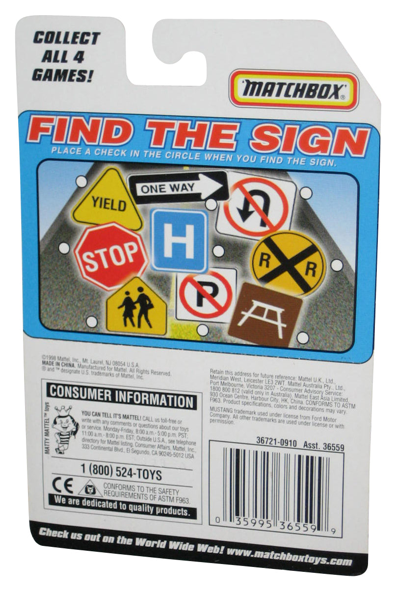 Matchbox Series 1 Stars & Stripes White Mustang Mach III Toy Car #4 - (Find The Sign Game Card)