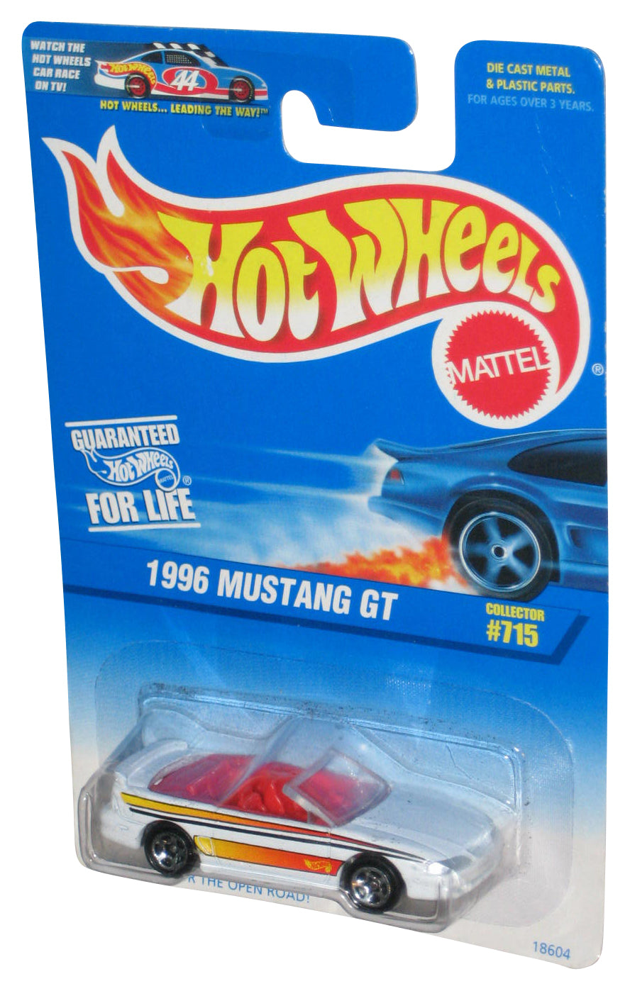 Hot Wheels 1996 Mustang GT White Die-Cast Toy Car #715 - (Card Shelf Wear)