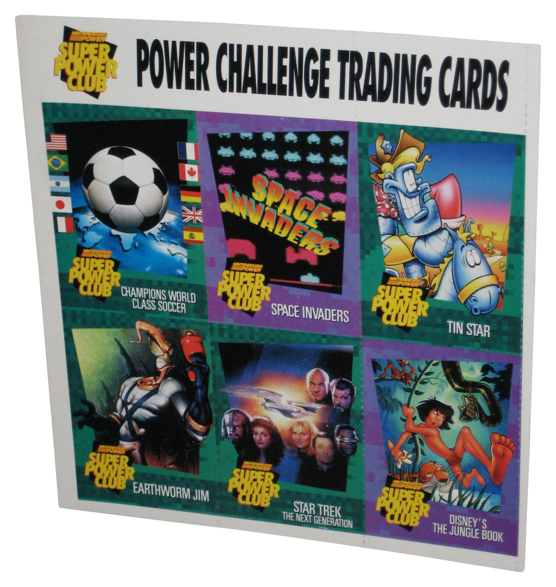 Nintendo Power Challenger Trading Cards Sheet - (World Soccer, Space Invaders, Tin Star, Earthworm Jim, Star Trek & Jungle Book)