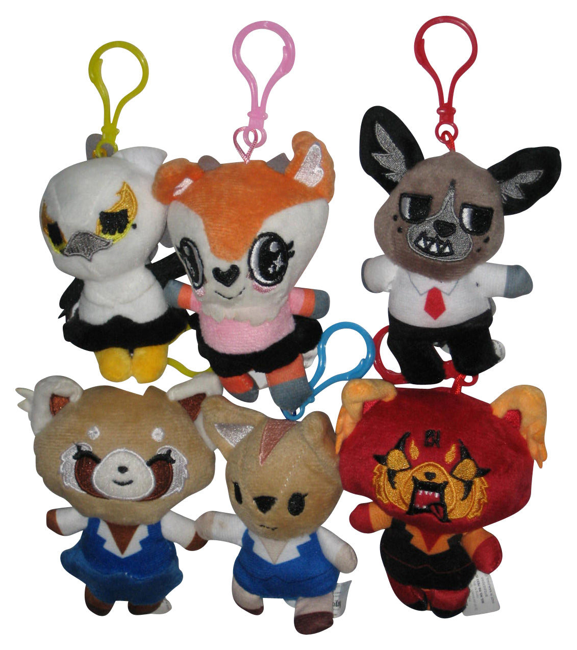 Aggretsuko Plush Danglers (2022) Sanrio 6pc Keychain Strap Set