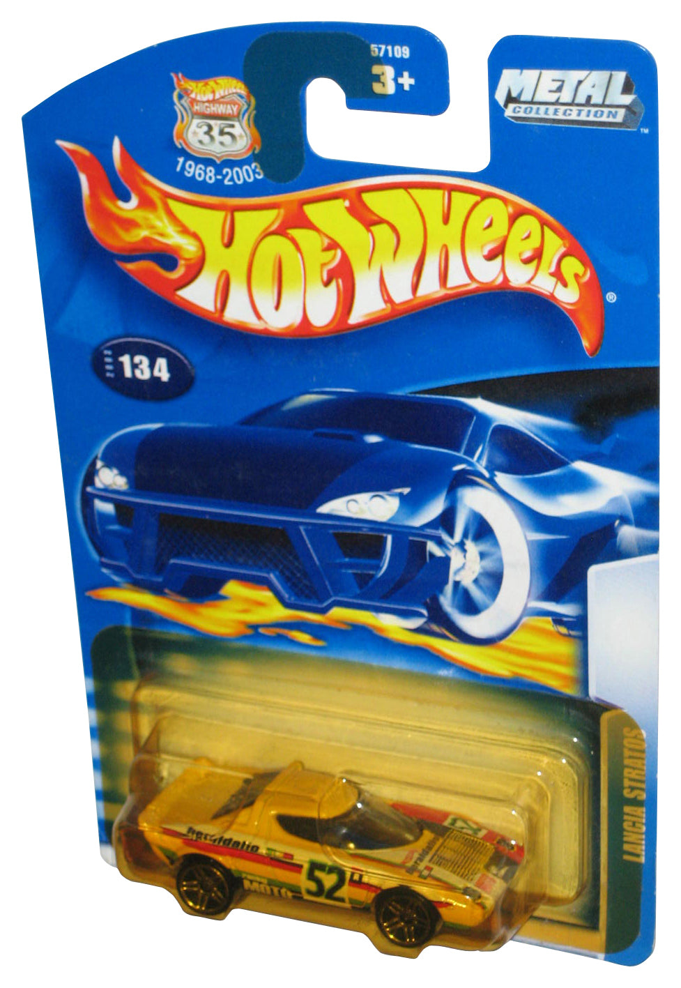 Hot Wheels Lancia Stratos (2002) Mattel Die-Cast Yellow Toy Car #134 - (Plastic Yellowing Tint)