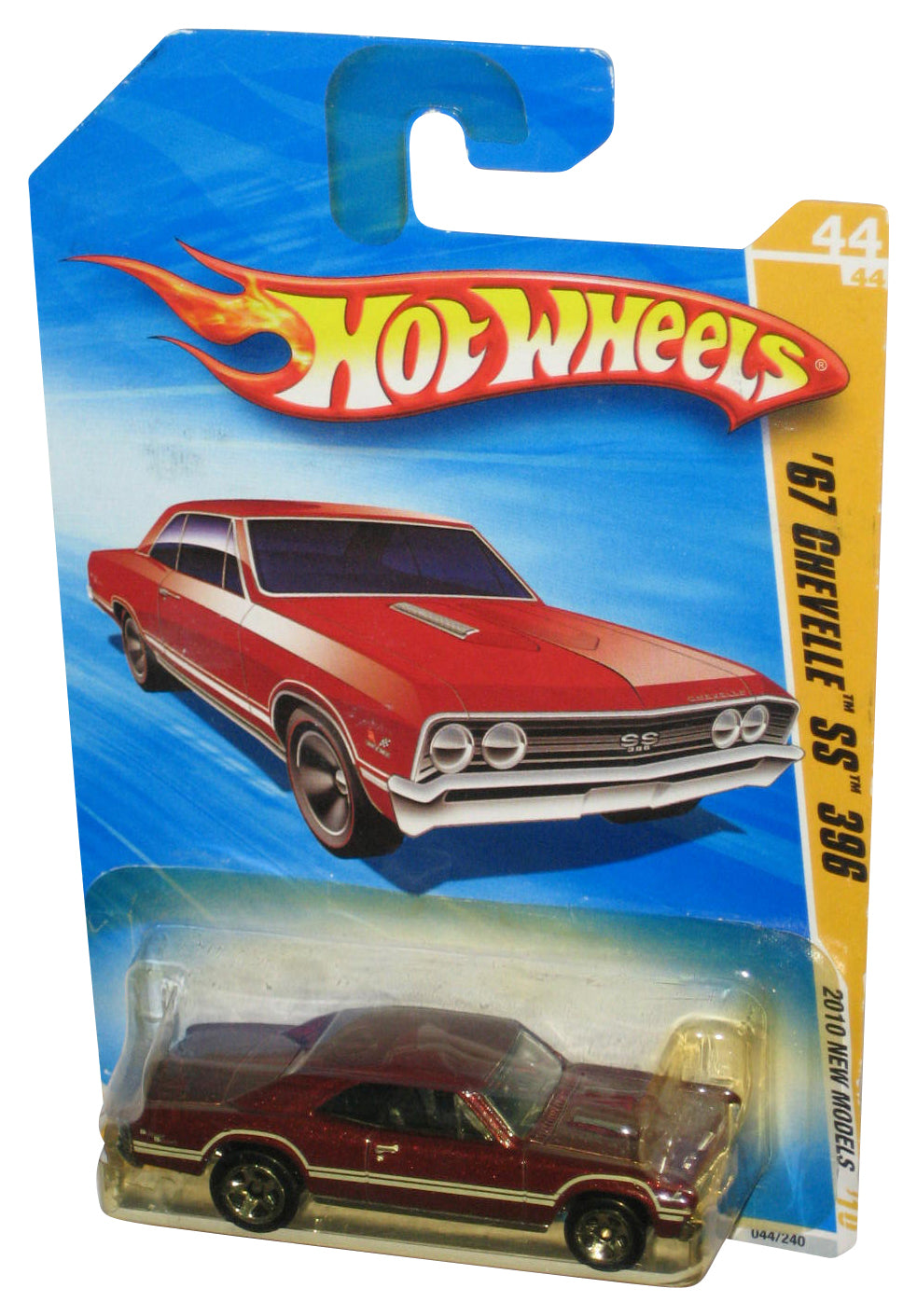 Hot Wheels 2010 New Models Red '67 Chevelle SS 396 Toy Car 44/240 - (Damaged Packaging)