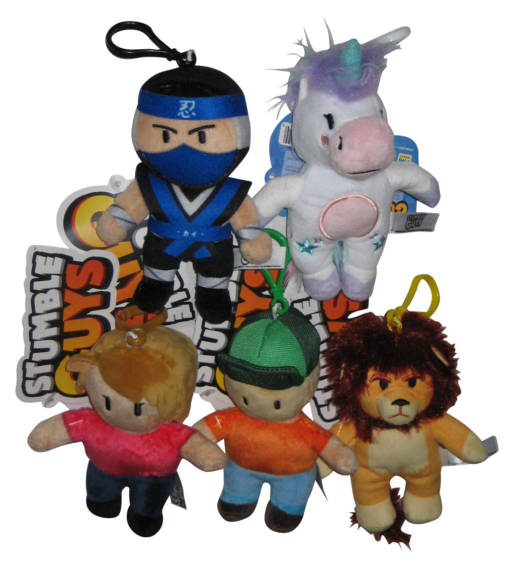 Stumble Guys PMI Kids World 5-Inch Clip-On Plush Keychain Set - (5 Plushes)