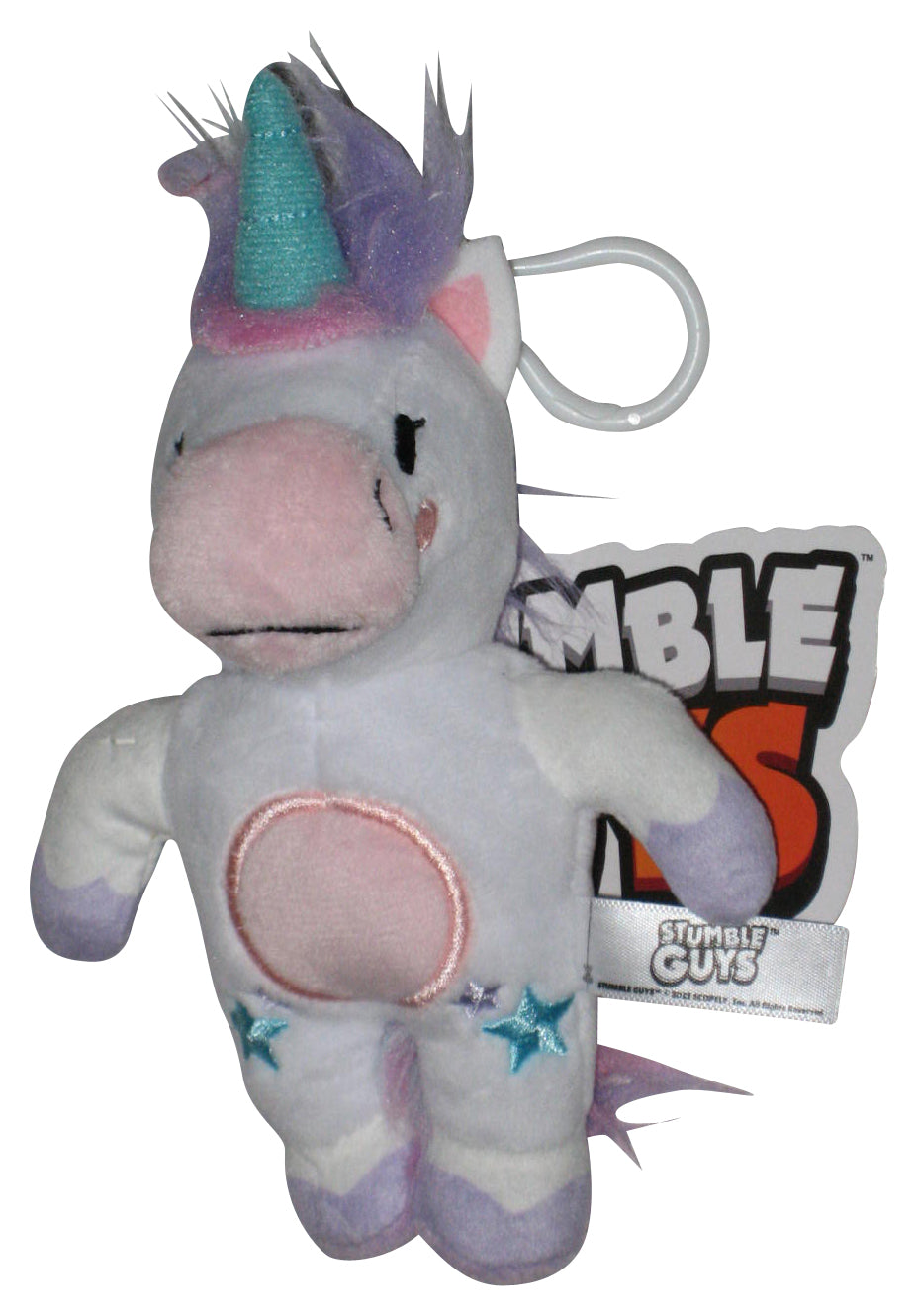 Stumble Guys PMI Kids World 5-Inch Sprinkles White Unicorn Clip-On Plush Toy