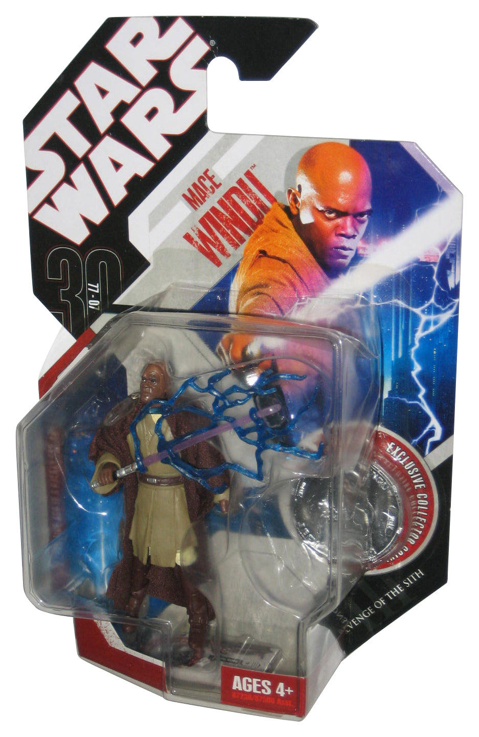 Star Wars Mace Windu 30th Anniversary Figure w/ Silver Collector Coin - (Dented Plastic)