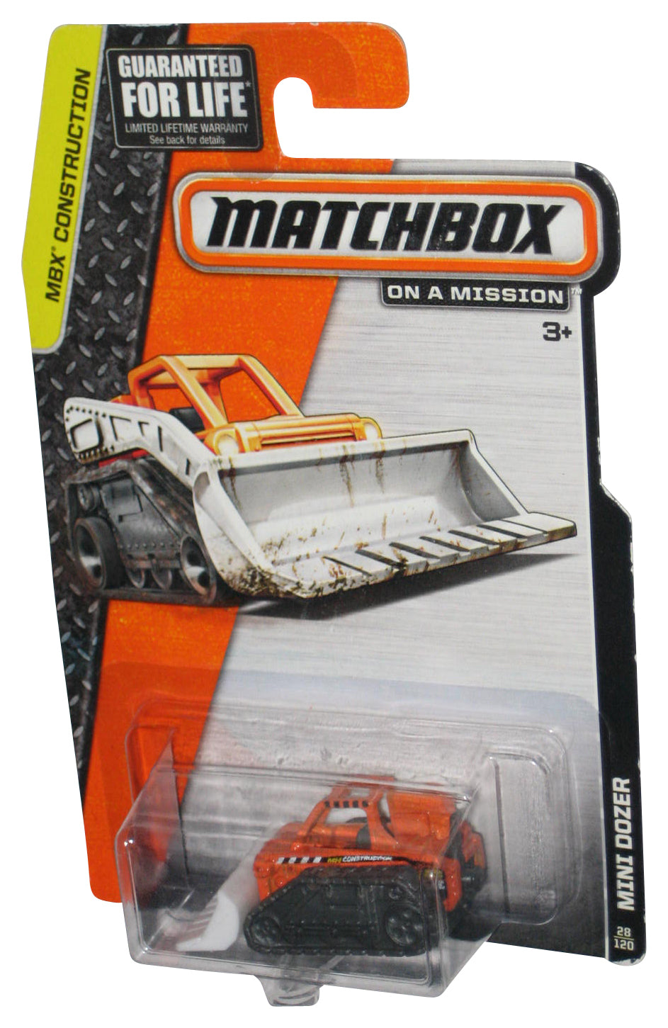 Matchbox MBX Construction (2014) White & Orange Mini Dozer Toy 028/120