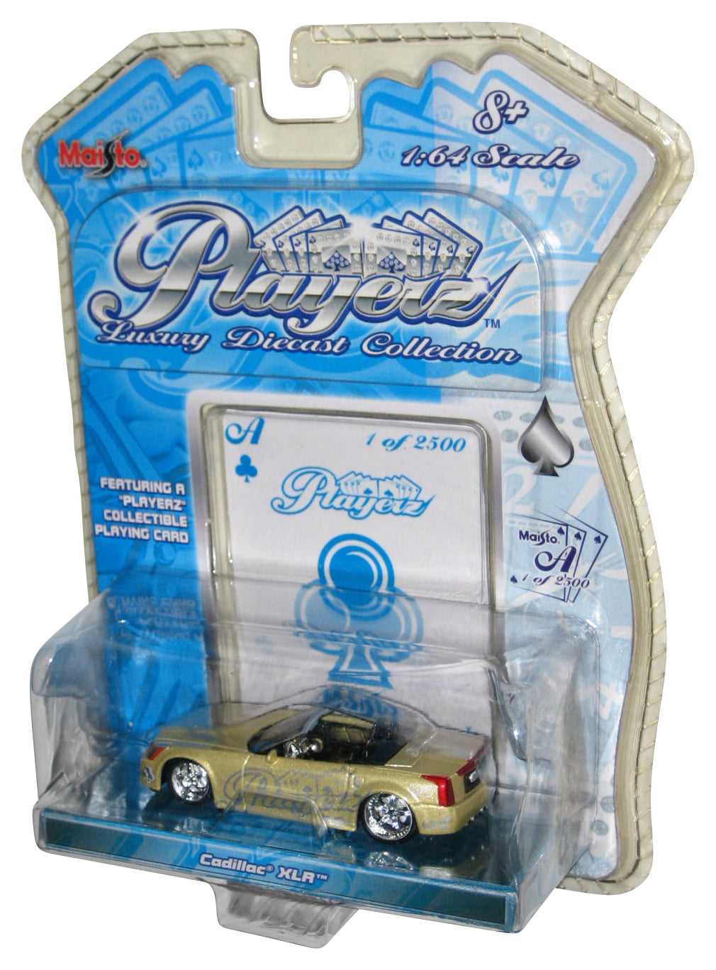 Maisto Playerz Cadillac XLR Roadster Gold 1 of 2500 Ace of Spades Chase 1:64 Toy Car - (Minor Dent)