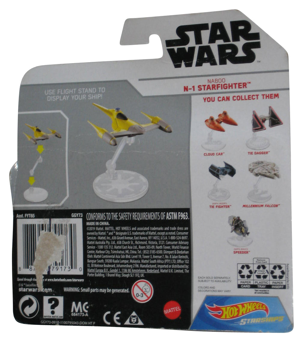Star Wars Hot Wheels Naboo N-1 Starfighter (2019) Starships Toy Vehicle - (Card Shelf Wear)
