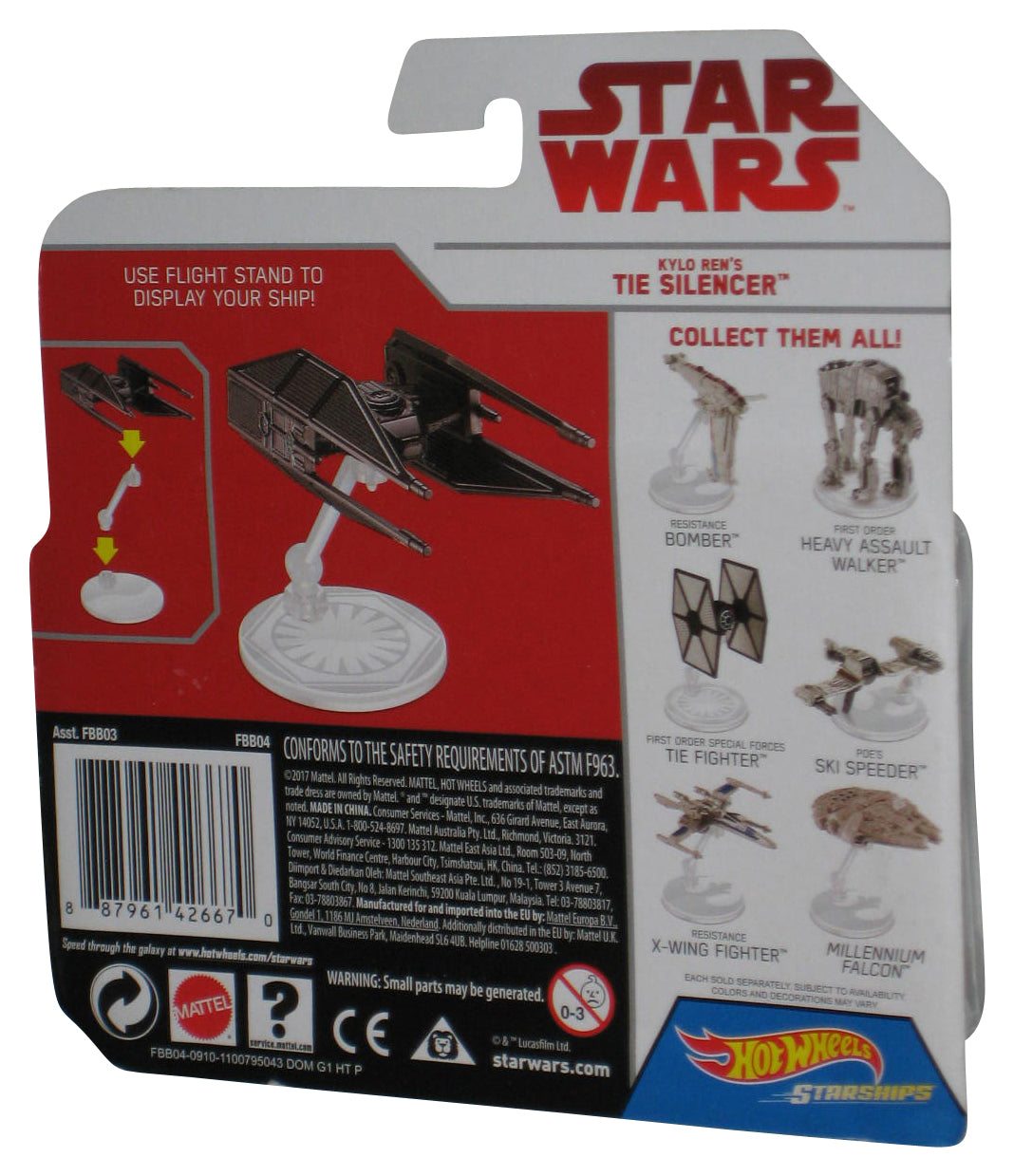 Star Wars Hot Wheels The Last Jedi (2017) Kylo Ren's Tie Silencer Starships Toy - (Dented Plastic)