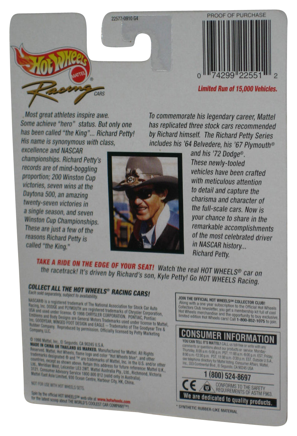 Nascar Hot Wheels Racing (1998) Blue '64 Belvedere Richard Petty Toy Car 2/4