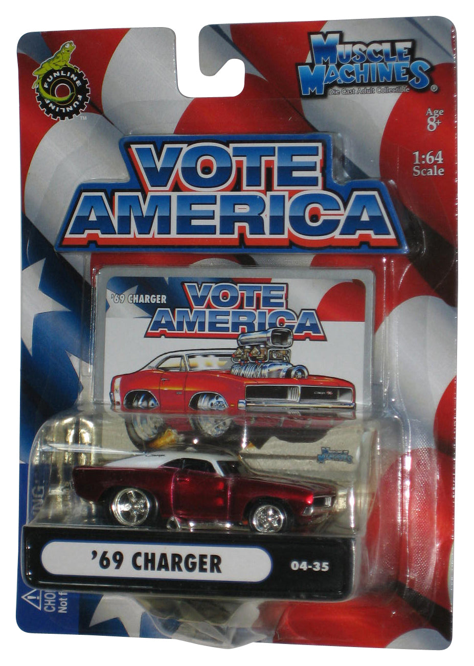 Muscle Machines Vote America '69 Charger (2004) Funline Red Toy Car 04-35