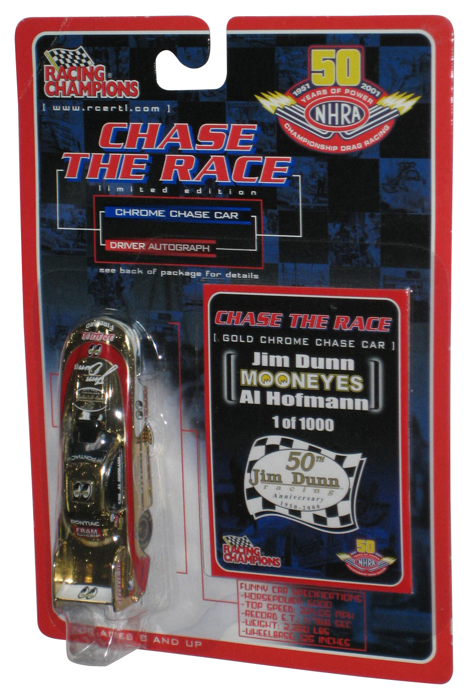 Nascar Racing Champions (2001) Chase The Race Gold Chrome Jim Dunn Mooneyes Al Hofmann Toy Car