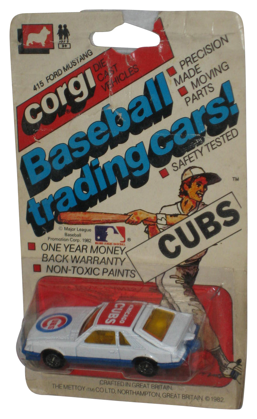 Corgi MLB Baseball Cubs (1982) Ford Mustang White Toy Car #415 - (Damaged Packaging)