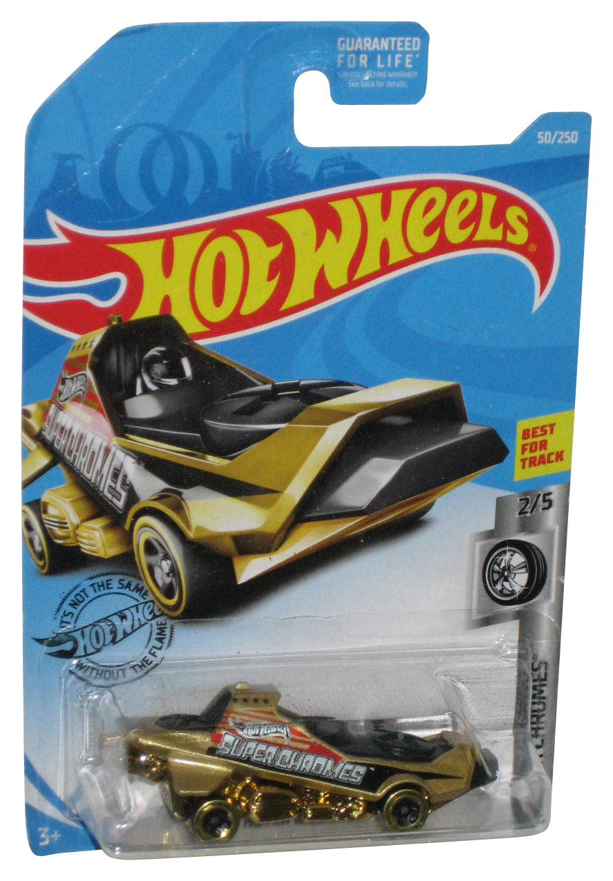 Hot Wheels Super Chromes 2/5 (2017) Gold Hover & Out Toy Car 50/250 - (Card Wear)