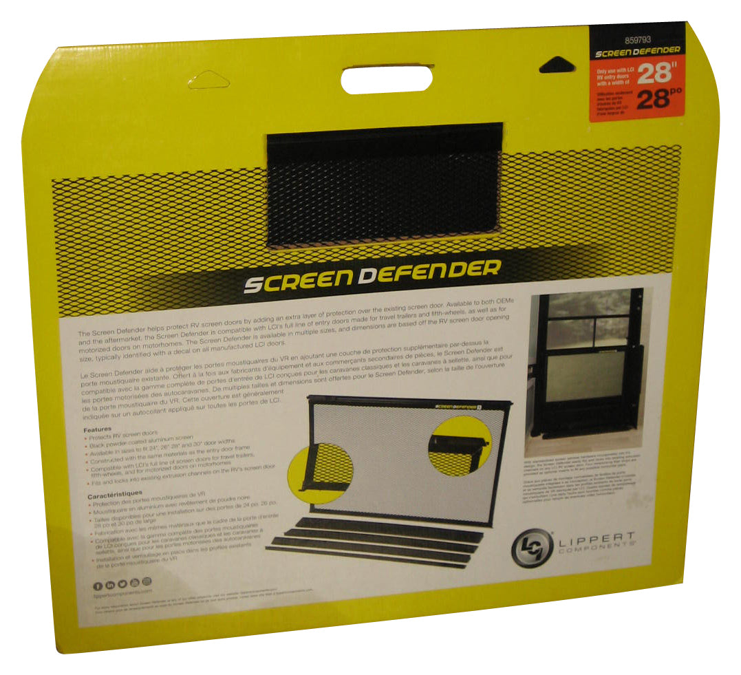 Lippert 28" Screen Defender RV Entry Door Protector Kit with Black Powder-Coated Aluminum For Pet Protection on Travel Trailers