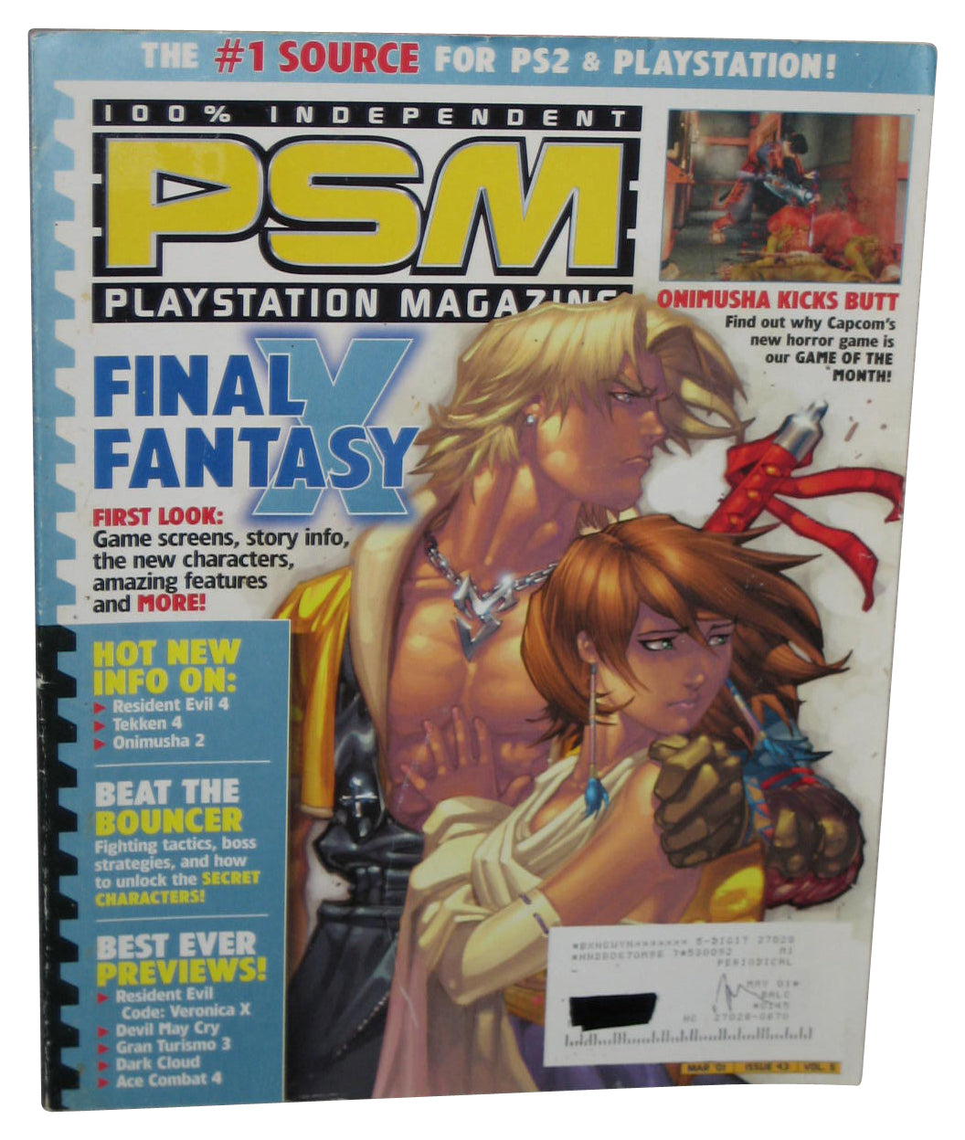 PlayStation PSM March '01 Issue 43 Vol. 5 Magazine Book - (Final Fantasy X Cover)