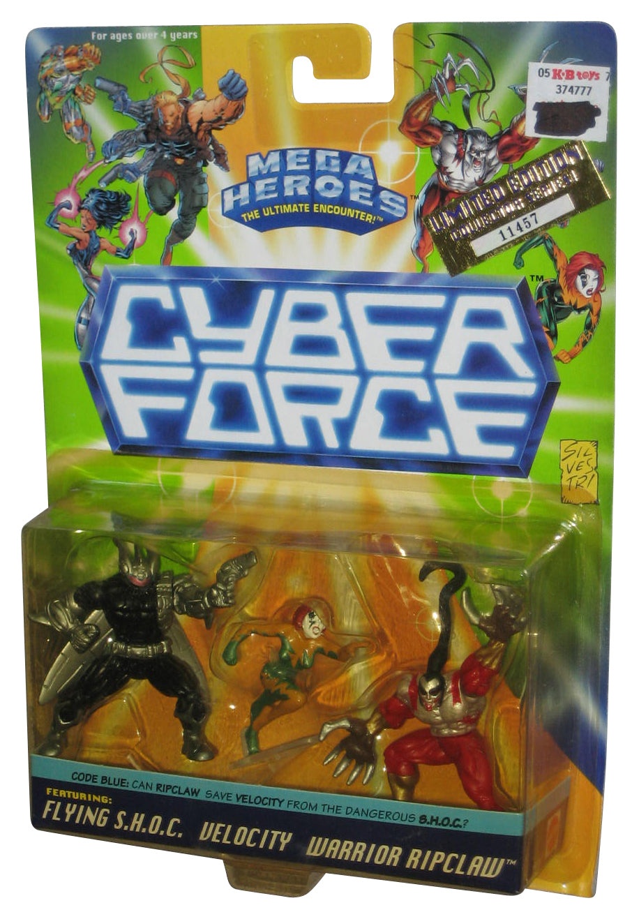 Cyber Force Limited Edition Flying S.H.O.C. Velocity & Warrior Ripclaw Mattel Figure Set 3-Pack