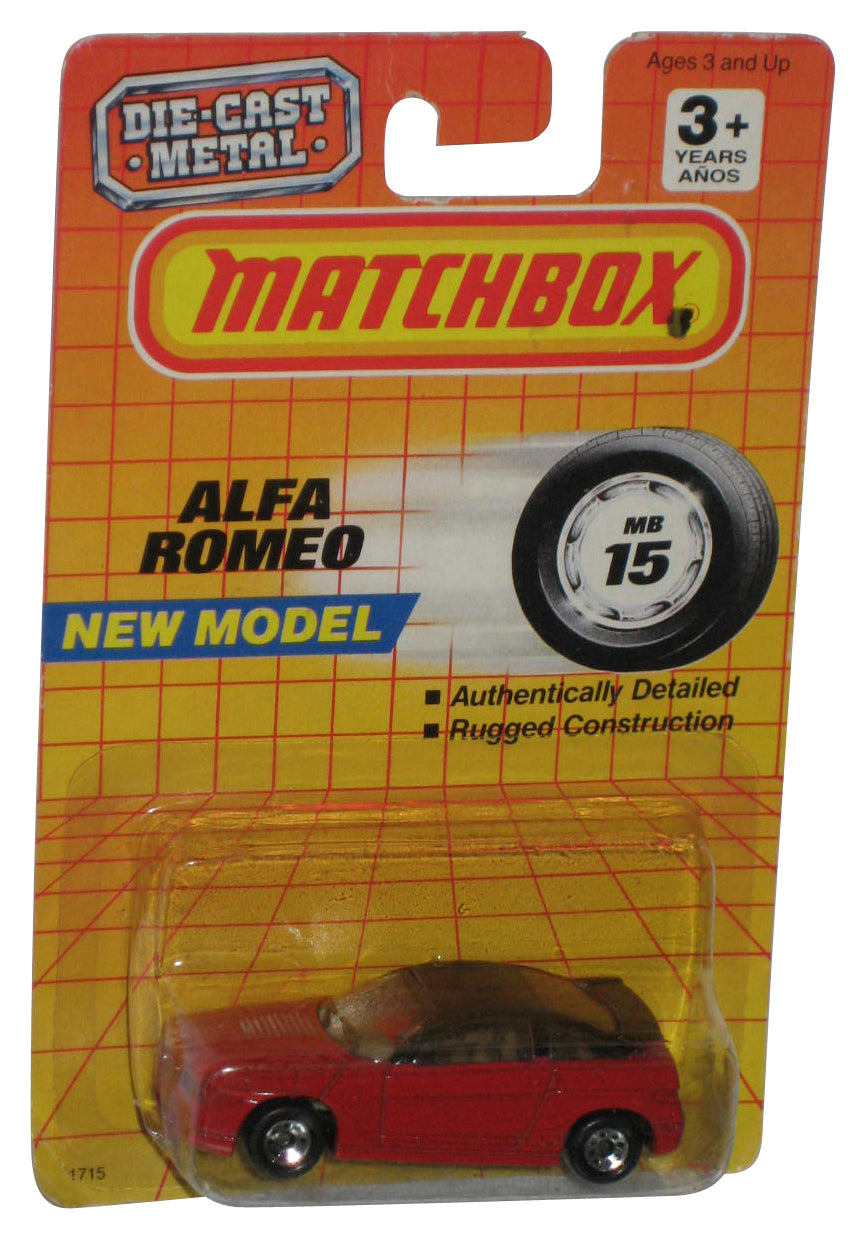 Matchbox Alfa Romeo New Model (1990) Red Die-Cast Toy Car MB15 - (Dented Plastic)