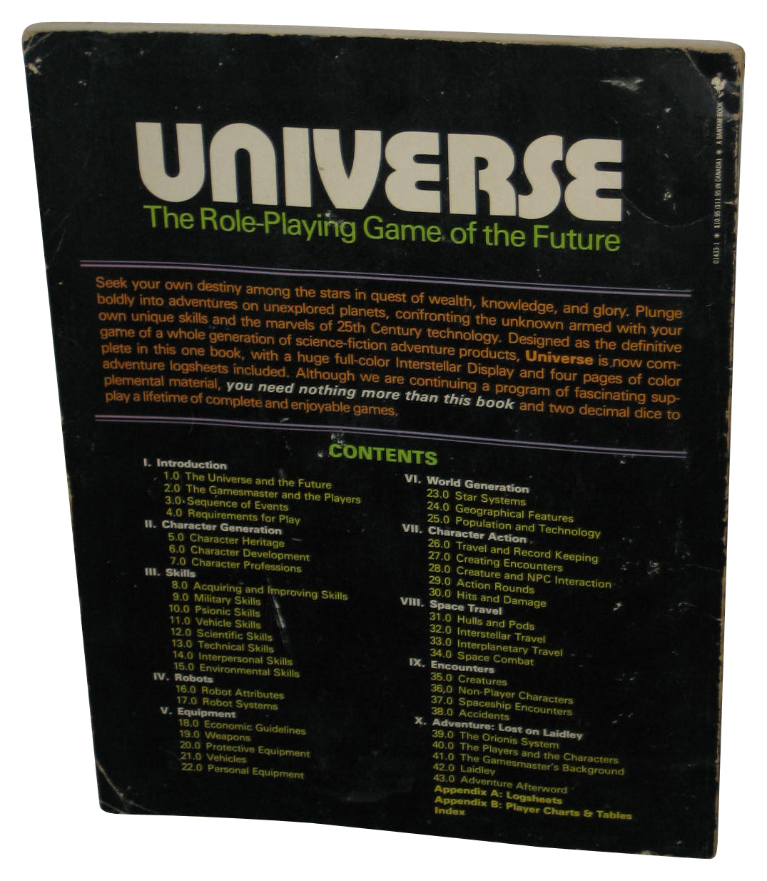 Universe Role-Playing Game of Future SPI Paperback Book w/ Poster