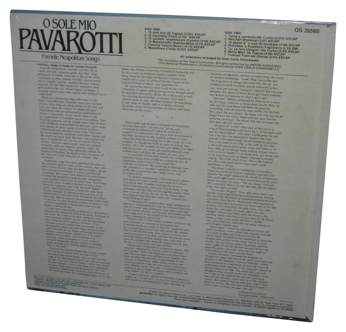 Luciano Pavarotti O Sole Mio Favorite Neapolitan Songs (1979) Vinyl Record
