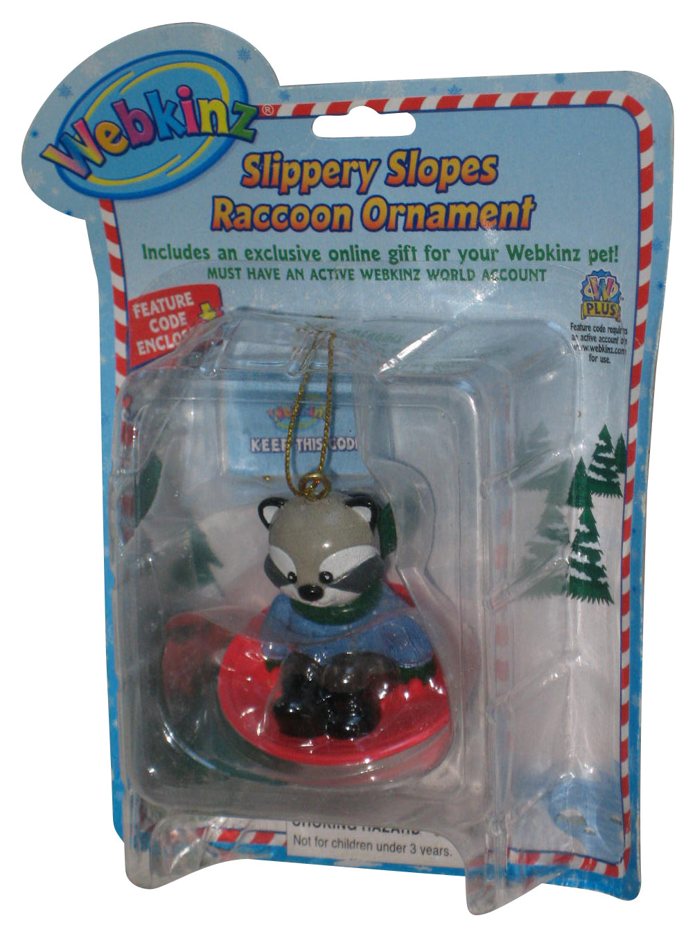 Webkinz Slippery Slopes Raccoon Ornament 2-Inch Mini Figure - (Dented Plastic)