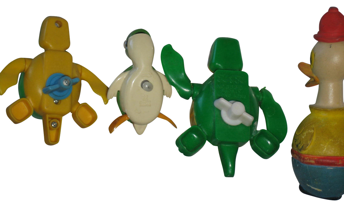 Vintage Wind-Up 1977 1981 Bandai Green & Yellow Turtle Toys Lot