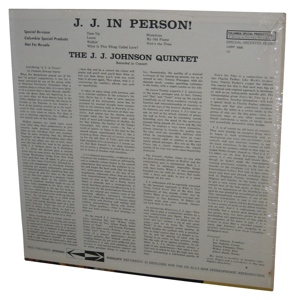 The J.J. Johnson Qintet JJ In Person LP Music Vinyl Record CS 8009