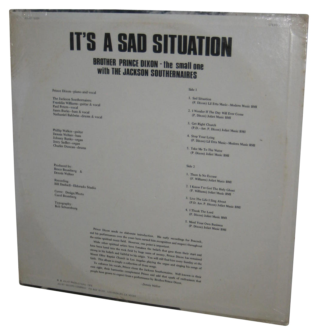 Prince Dixon With The Jackson Southernaires It's A Sad Situation LP Vinyl Record