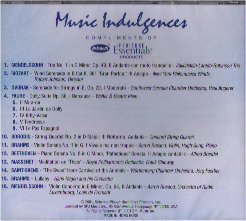 Dr. Scholl's Music Indulgences Pedicure Essentials Audio CD