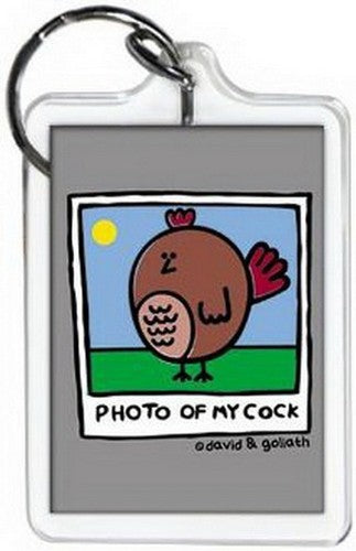 David and Goliath Cock Photo Lucite Keychain 65740KEY