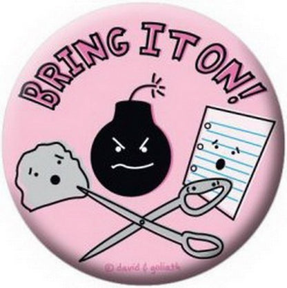 David and Goliath Rock Paper Scissors Button 81607