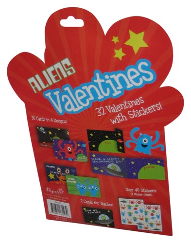 Alien Valentines Perfect For School - 32 Cards w/ Stickers & Teacher Cards