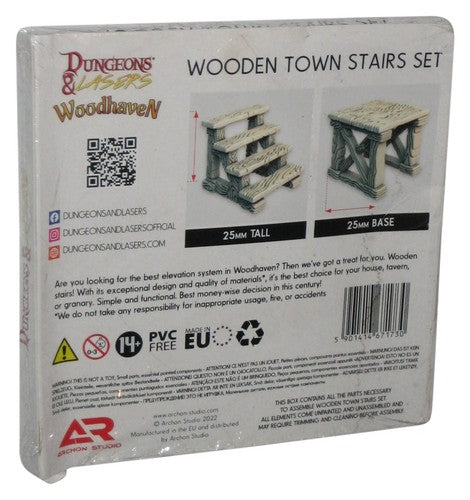 Dungeons & Lasers Woodhaven Wooden Town Stairs Set Tabletop Ready Toy - (Dented Box)