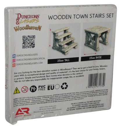 Dungeons & Lasers Woodhaven Wooden Town Stairs Set Tabletop Ready Toy - (Dented Box)