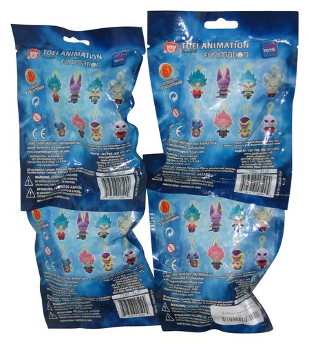 Dragon Ball Super Backpack Hanger Plush Toy w/ Clip Keychain Lot Set - (Golden Frieza, Lord Beerus, Zeno & Jiren)