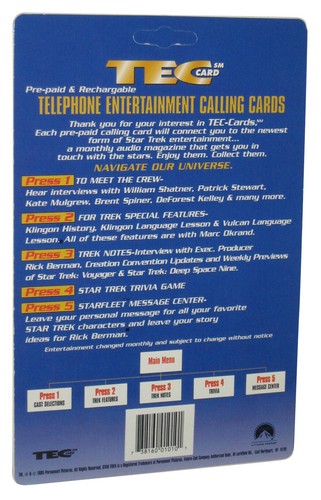 Star Trek NCC-170 Telephone Entertainment Calling Card